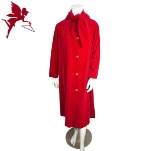 VINTAGE SUN CLOUD 1950's Velvet Swing Coat With Attached Tie Collar